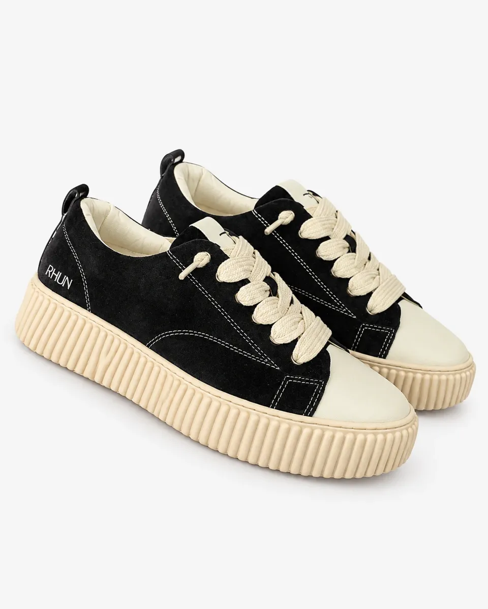 RHUN Black Suede Cream